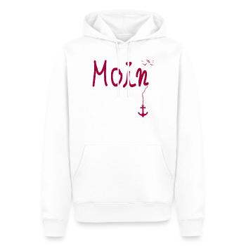 Moin Begrüßung Moin mit Möwe in Pink - Männer Premium Bio Hoodie - Weiß - Vorne - Nico (187cm)