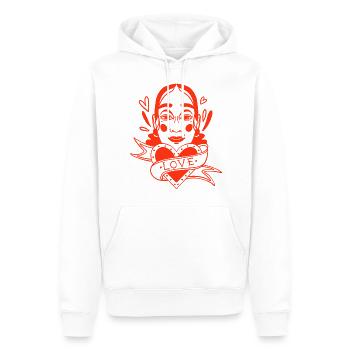 Love Portrait White - Men’s Premium Organic Hoodie - white - Front - Nico (187cm)