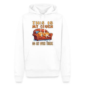 Katze Couch Sofa Lustig Humor Typisch Cartoon - Männer Premium Bio Hoodie - Weiß - Vorne - Nico (187cm)