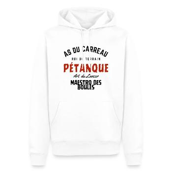 T-shirt Maestro Pétanque - Sweat à capuche Premium bio Homme - blanc - Devant - Nico (187cm)