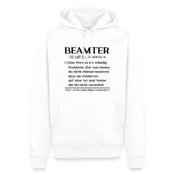 Definition Beamter - Männer Premium Bio Hoodie - Weiß - Vorne - Nico (187cm)