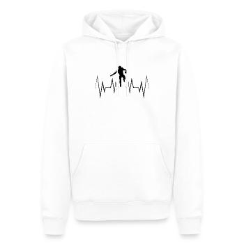 Herzschlag Rugby Silhouette - Männer Premium Bio Hoodie - Weiß - Vorne - Nico (187cm)