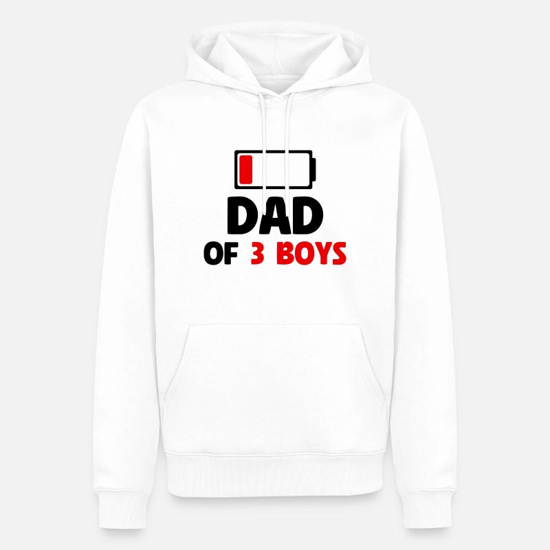 Papa de 3 garçons - Sweat à capuche Premium bio Homme - blanc