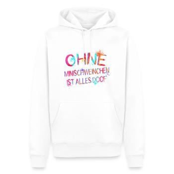 Ohne Minischwein ist alles doof Wasserfarben - Männer Premium Bio Hoodie - Weiß - Vorne - Nico (187cm)