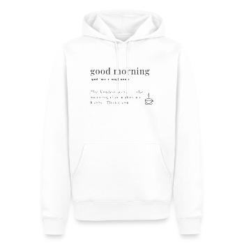 guten Morgen Geschenkidee modern Spruch Wörter - Männer Premium Bio Hoodie - Weiß - Vorne - Nico (187cm)