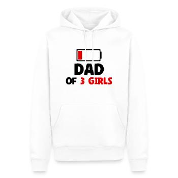 Papa de 3 filles - Sweat à capuche Premium bio Homme - blanc - Devant - Nico (187cm)