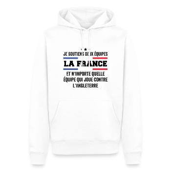 Je Soutiens Deux Équipes la France ... - Sweat à capuche Premium bio Homme - blanc - Devant - Nico (187cm)