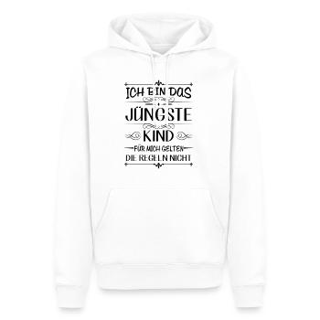 Ich bin das jüngste Kind keine Regeln - Männer Premium Bio Hoodie - Weiß - Vorne - Nico (187cm)