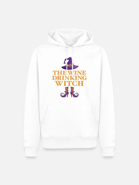 The Wine Drinking Witch - Men’s Premium Organic Hoodie - white