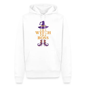 Je suis une sorcière, je suis un patron - Sweat à capuche Premium bio Homme - blanc - Devant - Nico (187cm)