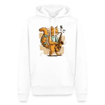 Jazzy Cat Musiker - Männer Premium Bio Hoodie - Weiß - Vorne - Nico (187cm)