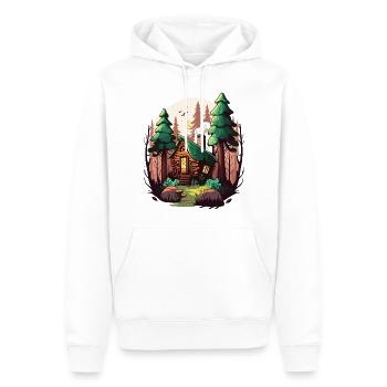 Woodland Retreat - Men’s Premium Organic Hoodie - white - Front - Nico (187cm)
