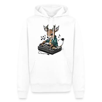 DJ Cerf - Sweat à capuche Premium bio Homme - blanc - Devant - Nico (187cm)