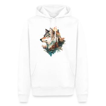 Wolf Wolf's Head Forest Nature Mountains Wilderness Sun - Men’s Premium Organic Hoodie - white - Front - Nico (187cm)