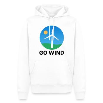 Für Windenergie – Klar und nachhaltig - Männer Premium Bio Hoodie - Weiß - Vorne - Nico (187cm)