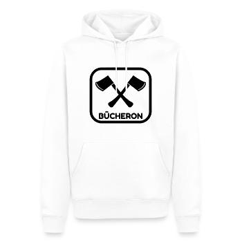 bûcheron / forêt / arbre / bois - Sweat à capuche Premium bio Homme - blanc - Devant - Nico (187cm)