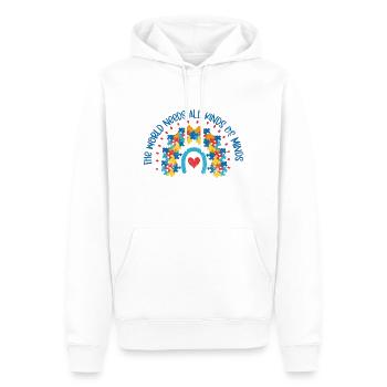 WELT BRAUCHT ARTEN VON KÖPFEN AUTISMUS ADS SPRUCH - Männer Premium Bio Hoodie - Weiß - Vorne - Nico (187cm)
