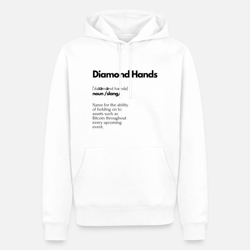 Diamond Hands btc dictionary look - Männer Premium Bio Hoodie - Weiß
