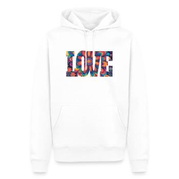 Amour - Sweat à capuche Premium bio Homme - blanc - Devant - Nico (187cm)