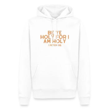 Soyez saints 1 Pierre 1:16 - Citation chrétienne - Sweat à capuche Premium bio Homme - blanc - Devant - Nico (187cm)