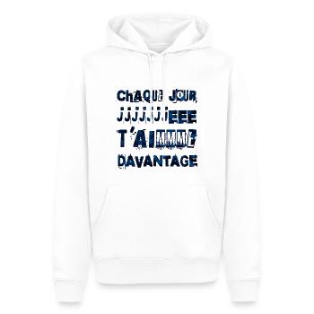 CHAQUE JOUR JE T'AIME DAVANTAGE - Sweat à capuche Premium bio Homme - blanc - Devant - Nico (187cm)
