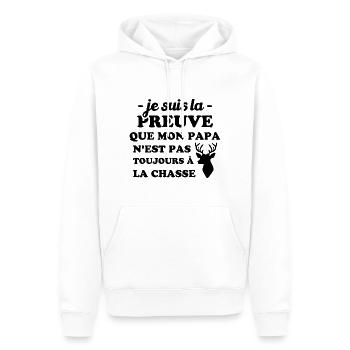 la preuve que mon papa pas toujours chasse - Sweat à capuche Premium bio Homme - blanc - Devant - Nico (187cm)