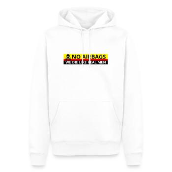 NO AIRBAGS WE DIE LIKE REAL MEN - Men’s Premium Organic Hoodie - white - Front - Nico (187cm)