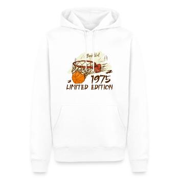 1975 Édition Limitée Basket-ball Anniversaire 1975 - Sweat à capuche Premium bio Homme - blanc - Devant - Nico (187cm)