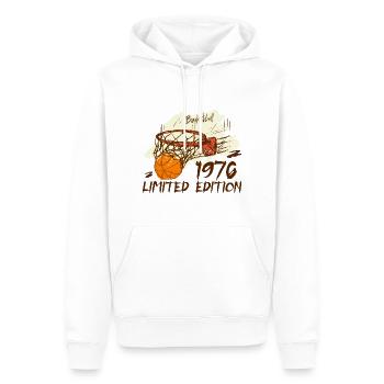 1976 Basketball Jubiläum in limitierter Auflage 1976 - Männer Premium Bio Hoodie - Weiß - Vorne - Nico (187cm)