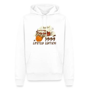 1999 Édition Limitée Basketball Anniversaire 1999 - Sweat à capuche Premium bio Homme - blanc - Devant - Nico (187cm)