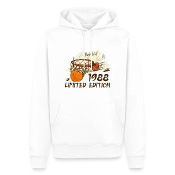 1988 Édition Limitée Basketball Anniversaire 1988 - Sweat à capuche Premium bio Homme - blanc - Devant - Nico (187cm)