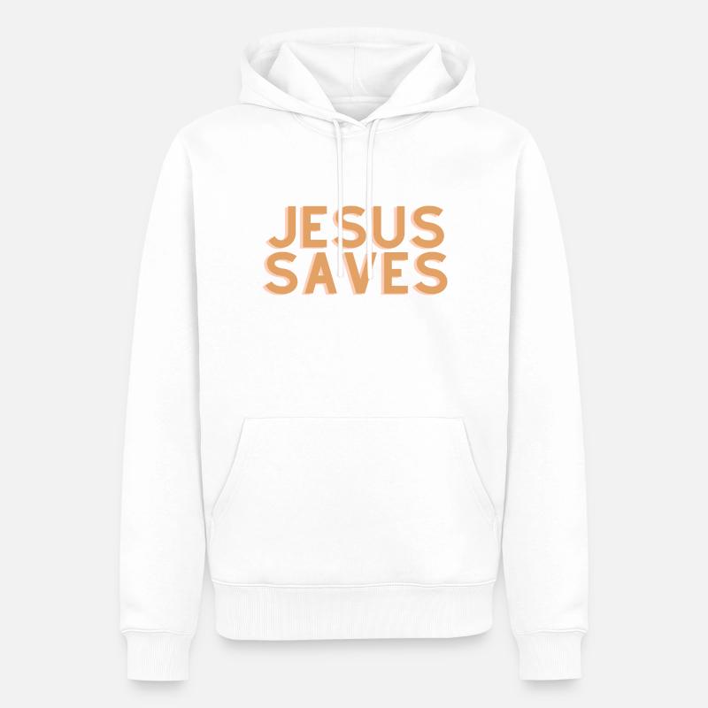 Jésus sauve - Citation chrétienne - Sweat à capuche Premium bio Homme - blanc