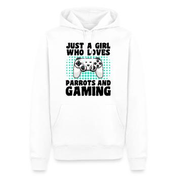 Gamer und Papageien: Videospiele und Papageien - Männer Premium Bio Hoodie - Weiß - Vorne - Nico (187cm)