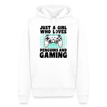 Gamer und Pinguine: Videospiele und eisige Abenteuer - Männer Premium Bio Hoodie - Weiß - Vorne - Nico (187cm)