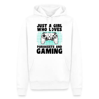 Gamer und Sittiche: Videospiele und bunte Abenteuer - Männer Premium Bio Hoodie - Weiß - Vorne - Nico (187cm)