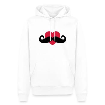 heart moustache / love moustache - Sweat à capuche Premium bio Homme - blanc - Devant - Nico (187cm)