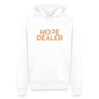 Hope Dealer - Citation chrétienne - Sweat à capuche Premium bio Homme - blanc - Devant - Nico (187cm)