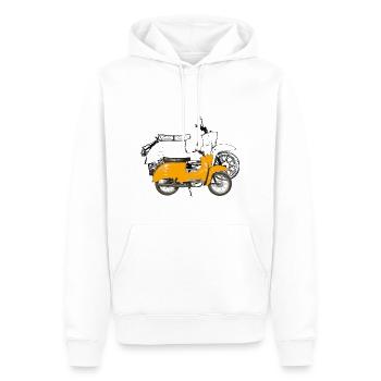 double hirondelle Sahara marron - Sweat à capuche Premium bio Homme - blanc - Devant - Nico (187cm)
