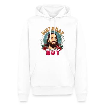 Drôle Jésus-Christ Le garçon d’anniversaire Le jour de Noël - Sweat à capuche Premium bio Homme - blanc - Devant - Nico (187cm)