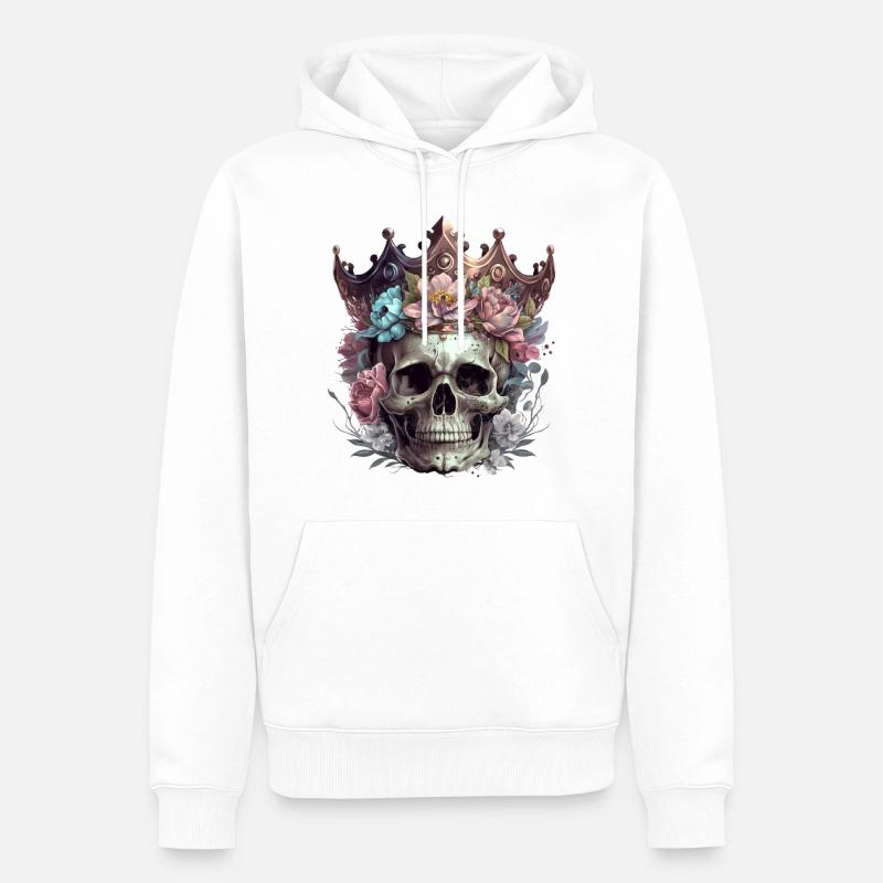 Crâne avec couronne - Sweat à capuche Premium bio Homme - blanc