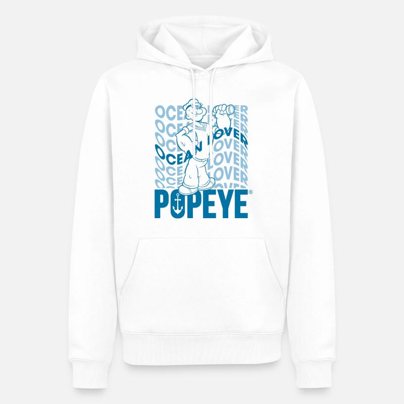 Popeye Wavy Ocean Lover - Sweat à capuche Premium bio Homme - blanc