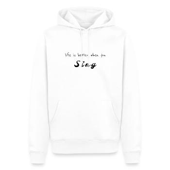 La vie est meilleure quand vous chantez T-shirt, Chemise de chanteur - Sweat à capuche Premium bio Homme - blanc - Devant - Nico (187cm)