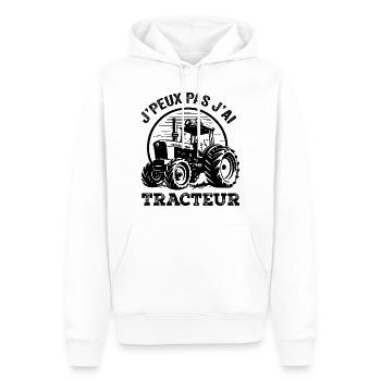 J'Peux Pas J'ai Tracteur Humour Cadeau Fermière - Sweat à capuche Premium bio Homme - blanc - Devant - Nico (187cm)