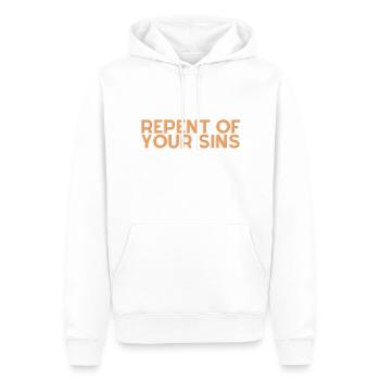 Repentez-vous de vos péchés - Citation chrétienne - Sweat à capuche Premium bio Homme - blanc - Devant - Nico (187cm)