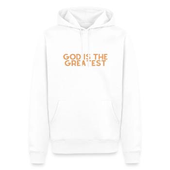Dieu est le plus grand - Citation chrétienne - Sweat à capuche Premium bio Homme - blanc - Devant - Nico (187cm)
