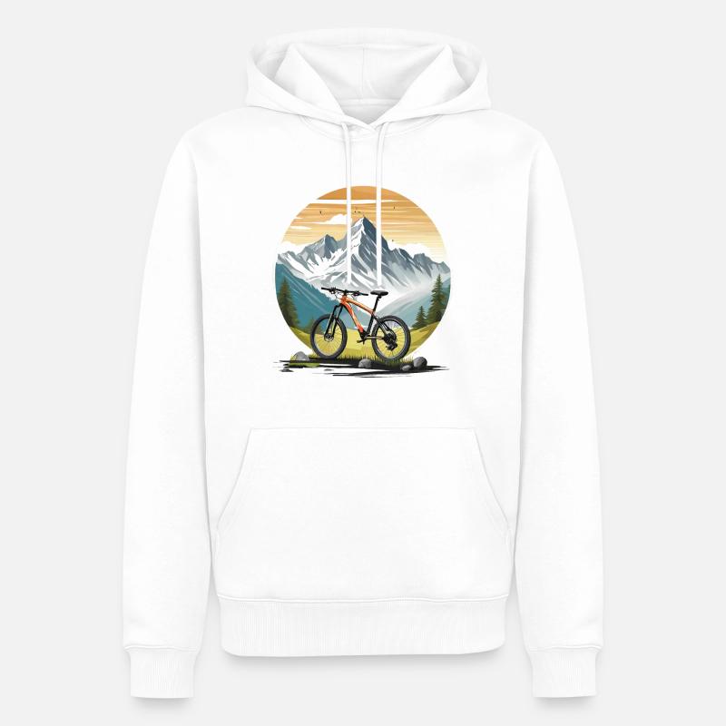 VTT dans les Alpes - Sweat à capuche Premium bio Homme - blanc