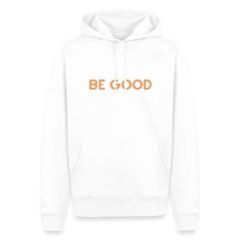 Soyez bon - Citation chrétienne - Sweat à capuche Premium bio Homme - blanc - Devant - Nico (187cm)