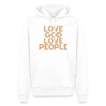 Liebe Gott Liebe Menschen - Christliches Zitat - Männer Premium Bio Hoodie - Weiß - Vorne - Nico (187cm)