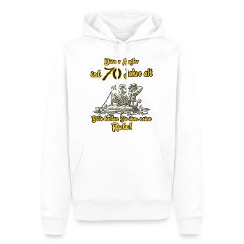 Dieser Angler ist 70 Jahre Geburtstag RAHMENLOS G - Männer Premium Bio Hoodie - Weiß - Vorne - Nico (187cm)