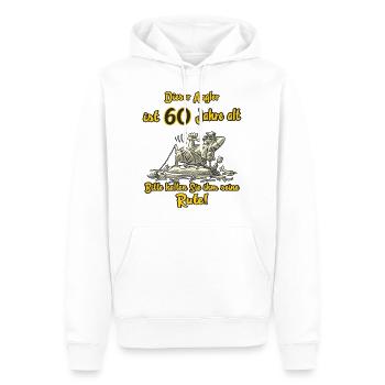 Dieser Angler ist 60 Jahre Geburtstag RAHMENLOS G - Männer Premium Bio Hoodie - Weiß - Vorne - Nico (187cm)